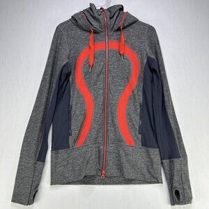 Lululemon Women’s Stride Jacket II Hoodie Full-Zip Size 6 Grey Red Activewear